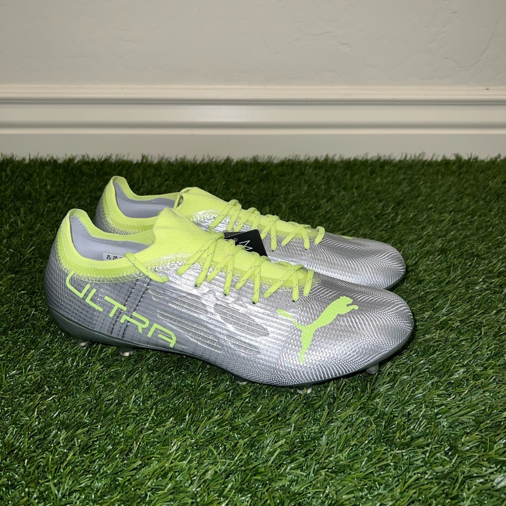 Puma ULTRA 1.4 FG/AG Silver Green Soccer Cleats